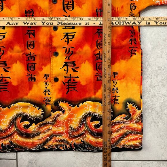 Vintage Japanese Kanji Waves Size M All Over Print Shirt Y2K 00s VTG ODB - Picture 4 of 4